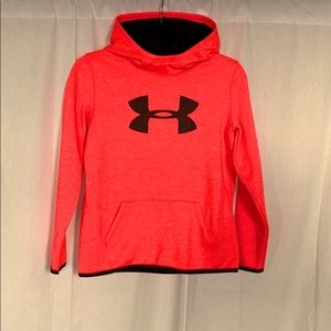 Under Armour hoodie in neon orange and black Large